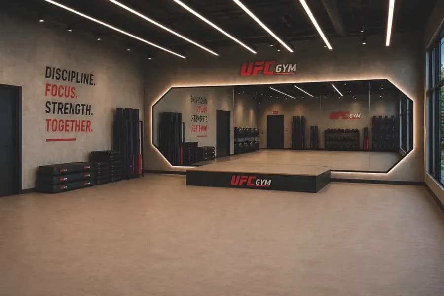 Salle de cours collectifs d'un club UFC GYM
