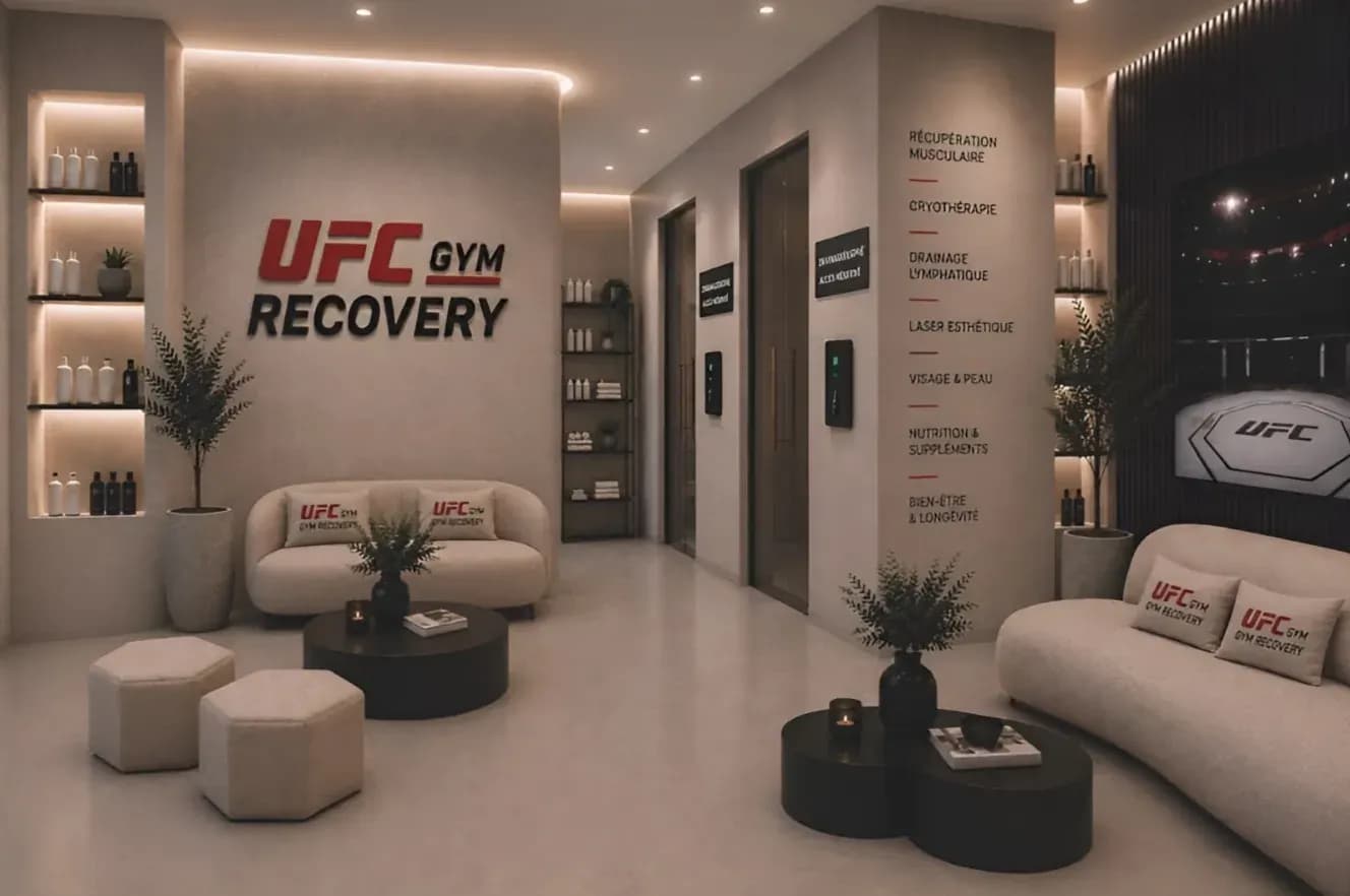 Espace Recovery d'un club UFC GYM, avec ses cabines de soin